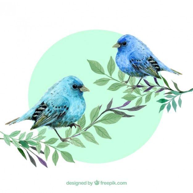 Two Blue Bird Logo - Watercolour blue birds Vector