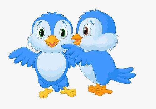 Two Blue Bird Logo - Two Small Blue Bird Talking, Bird Clipart, Hand Painted, Cartoon PNG ...