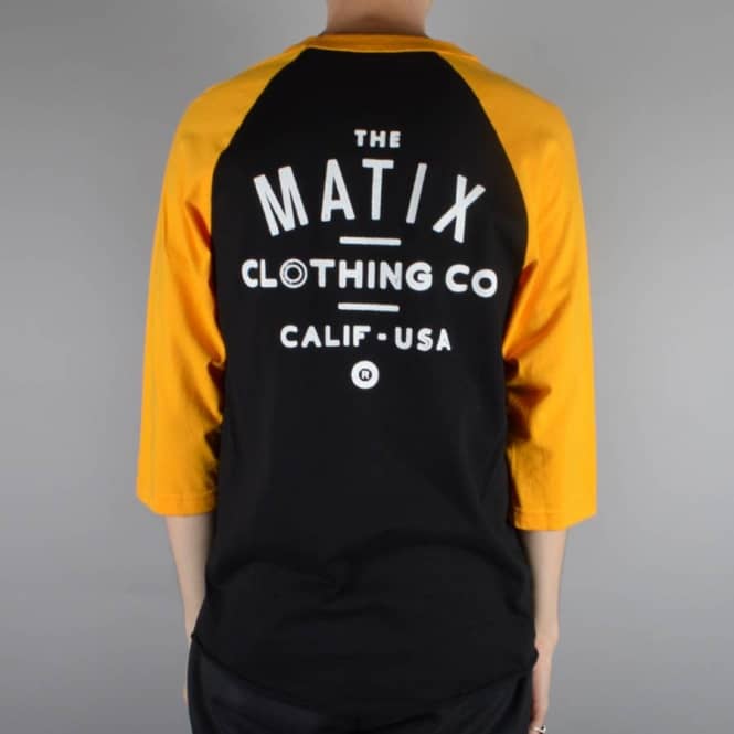 Matix Clothing Logo - Matix Clothing Team Baseball 3/4 Sleeve Raglan - Black/Gold - SKATE ...