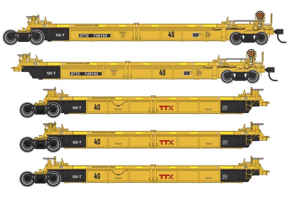 TTX Train Logo - Thrall Rebuilt 5-Unit 40' Well Cars: TTX (Small Rd Logo) | Walthers