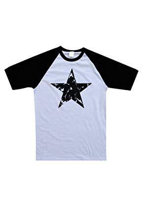 Red White and Black Star Clothing Company Logo - Mens Distressed Style 'Black Star' Black & White Baseball T.Shirt ...