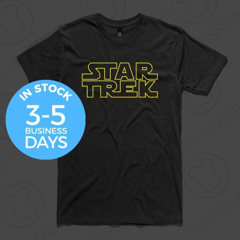 Red White and Black Star Clothing Company Logo - Star Trek Tee. Pop Culture T Shirt Designs Printed In Australia