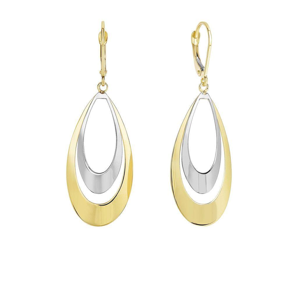 Double Tear Drop Logo - 14K Yellow and White Gold Shiny Flat Convex Double Tear Drop