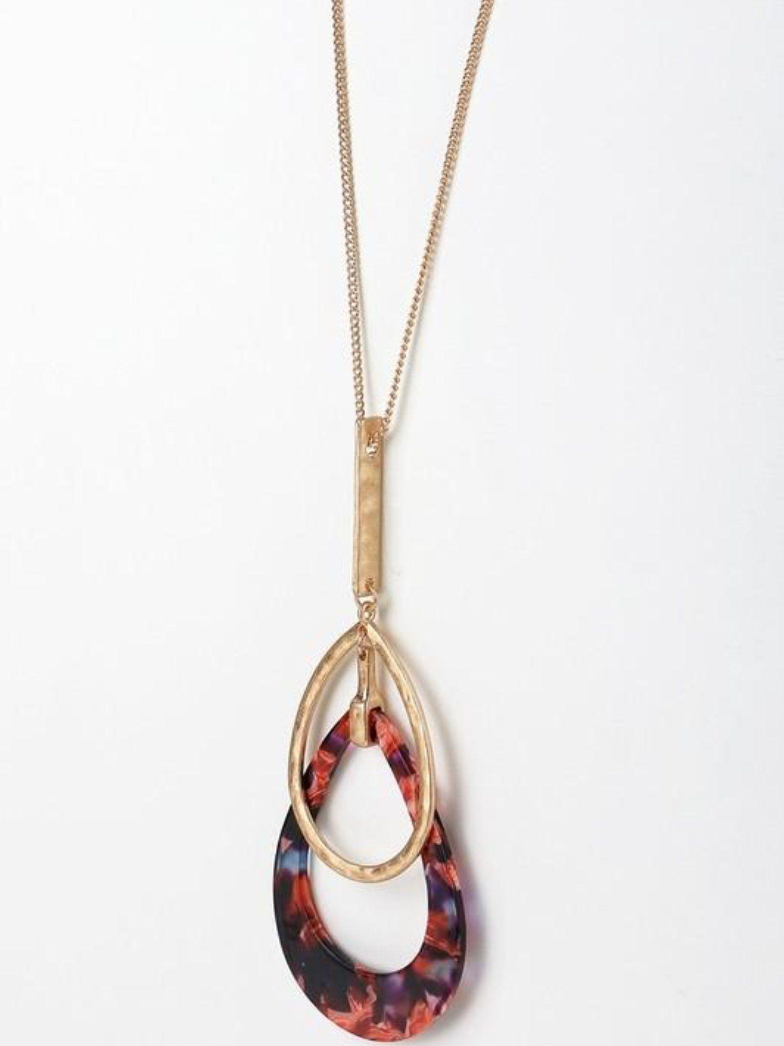 Double Tear Drop Logo - A349 Tear Drop Metal Cellulose Necklace