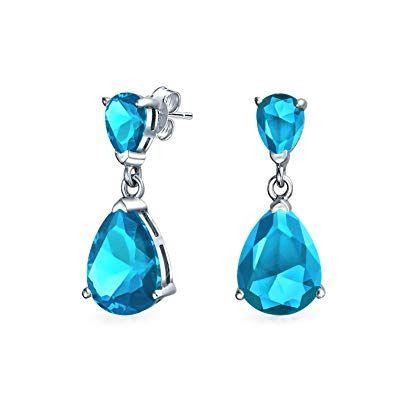 Double Tear Drop Logo - Bling Jewelry Simulated Aquamarine CZ Double Tear Drop Sterling