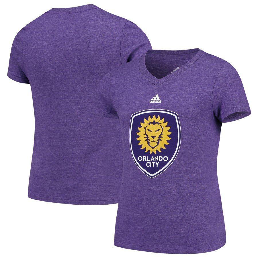Adidas Purple Logo - Girls Youth Orlando City SC Adidas Purple Primary Logo V Neck Tri