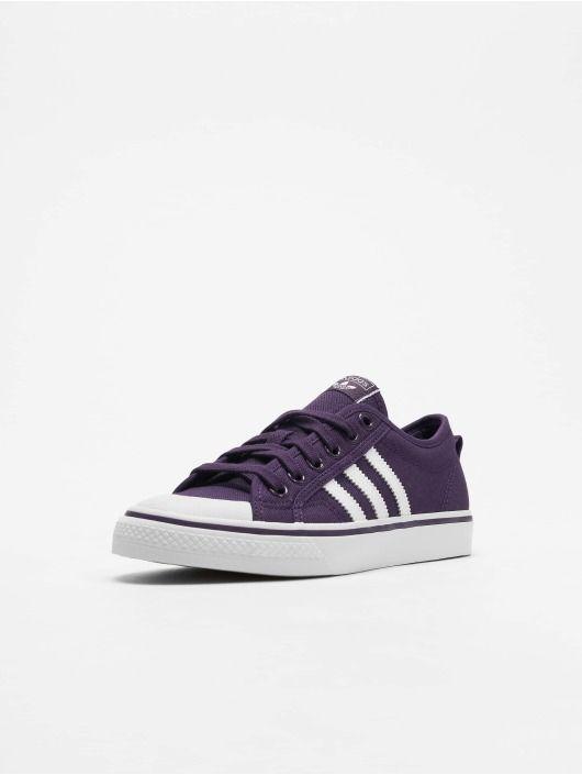 Adidas Purple Logo - adidas originals Women Sneakers Nizza W in purple Logo patch on