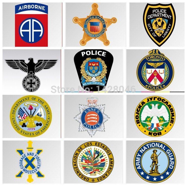 Military Car Logo - Custom made car sticker FBI military reflective logo black/white all ...