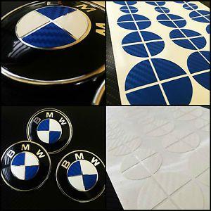 White BMW Logo - White & Blue CARBON Overlay Roundel Sticker - BMW BADGE EMBLEMS Rims ...