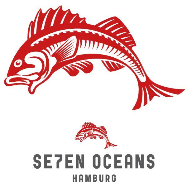 Red Fish Logo - 1-7oceans-fish-logo - Albert Morell Illustration