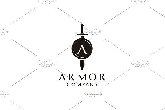 Knight Shield Logo - Knight Shield & Sword Initial Logo Logo Templates Creative Market
