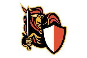 Knight Shield Logo - Medieval Knight Shield Sword Cartoon Illustrations Creative Market