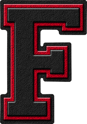 Black and Red F Logo - Presentation Alphabets: Black & Cardinal Red Varsity Letter F