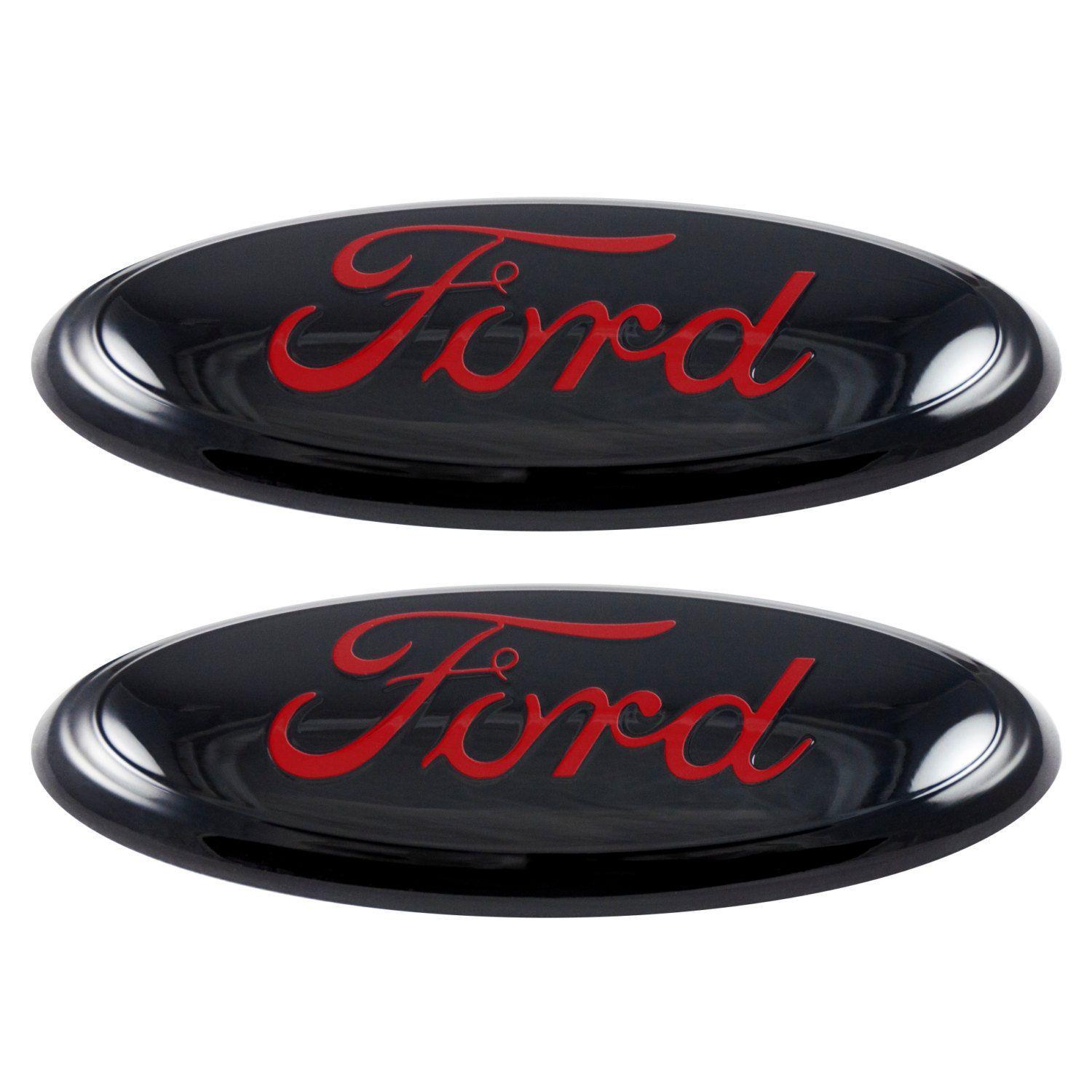 Black and Red F Logo - 2015=6 FORD 9.5 Inch Emblem Set, Fits Oem, Custom Painted. F 150