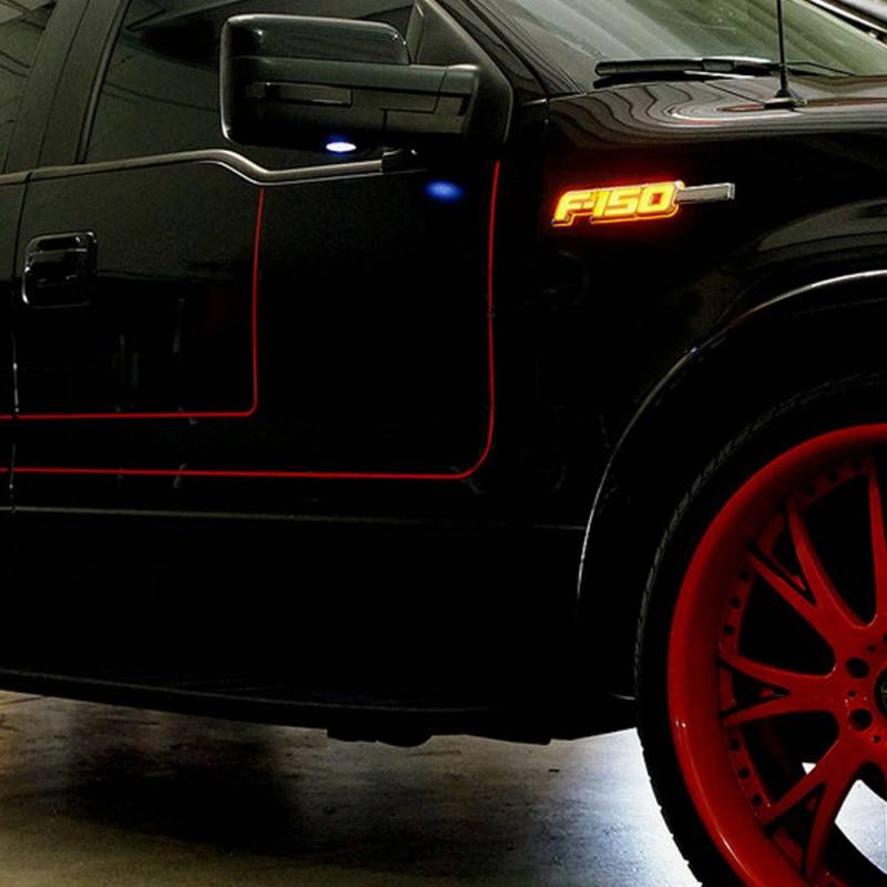 Black and Red F Logo - RECON F-150 Illuminated Fender Emblems Red, White, & Amber w/Black ...