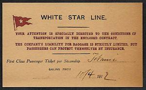 White Star Company Logo - Titanic White Star Line Reprint Ticket On Original Period 1912 Paper ...