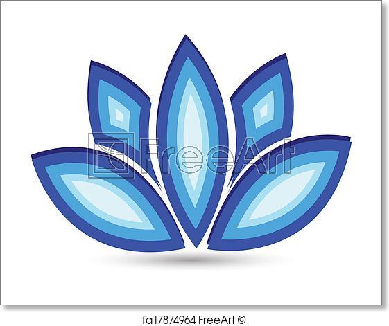 Lotus Flower Vector Art Logo - Free art print of Blue lotus flower vector logo. Blue lotus flower