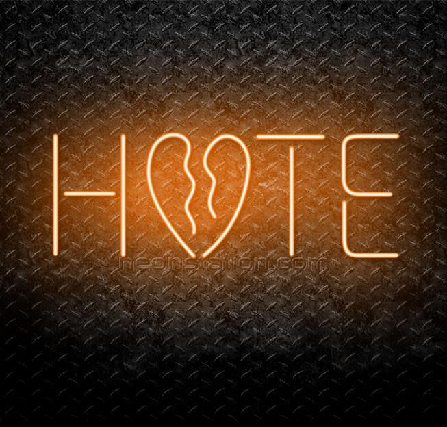 Broken Heart Logo - Hate With Broken Heart Logo Neon Sign // Neonstation