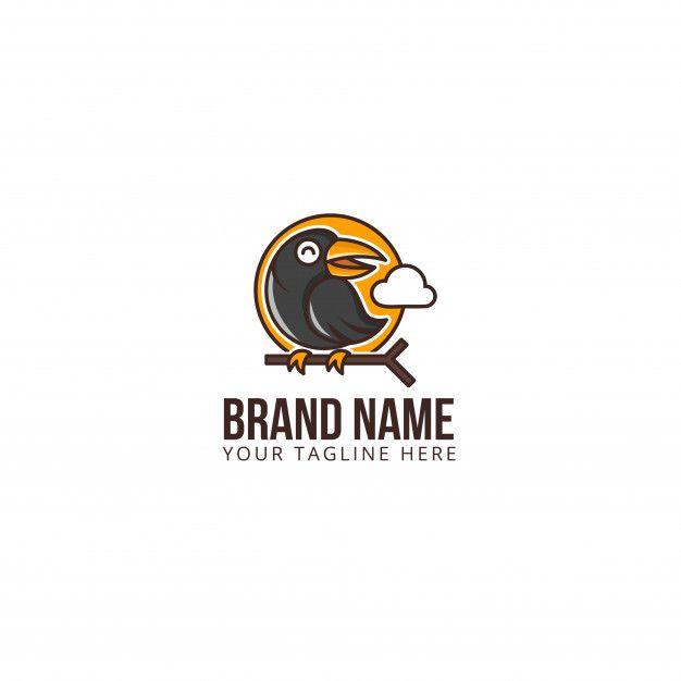 Cute Bird Logo - Cute crow bird logo sun sky Vector | Premium Download