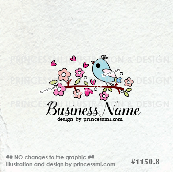 Cute Bird Logo - 1150-8 little bird logo, premade Logo Design, cute bird logo, pink ...