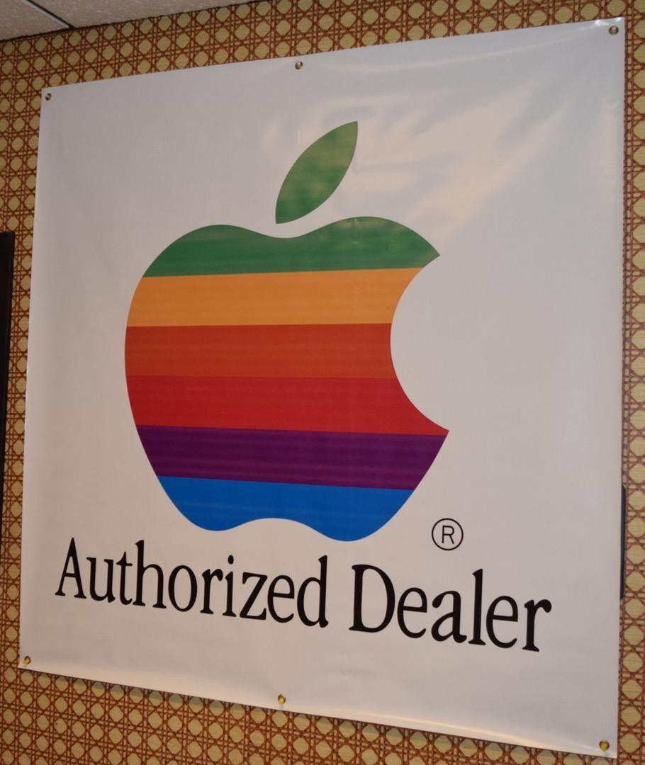 Rainbow Banner Logo - RARE Apple Banner 54x56 - Authorized Dealer - with Rainbow Apple ...