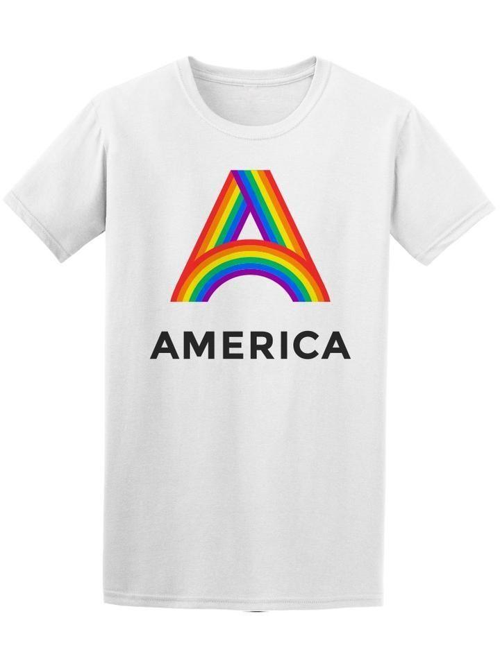 Rainbow Banner Logo - Rainbow letter A and text America for sign, emblem, label, logo