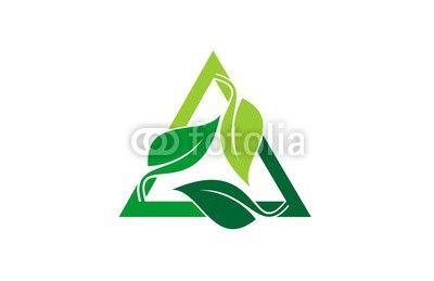 Triangle with Leaf Logo - eco triangle leaf recycle logo. Buy Photo