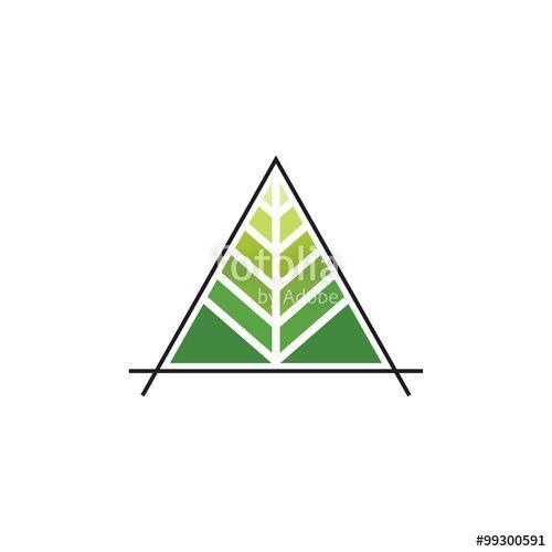 Triangle with Leaf Logo - Leaf Shield Letter M Logo