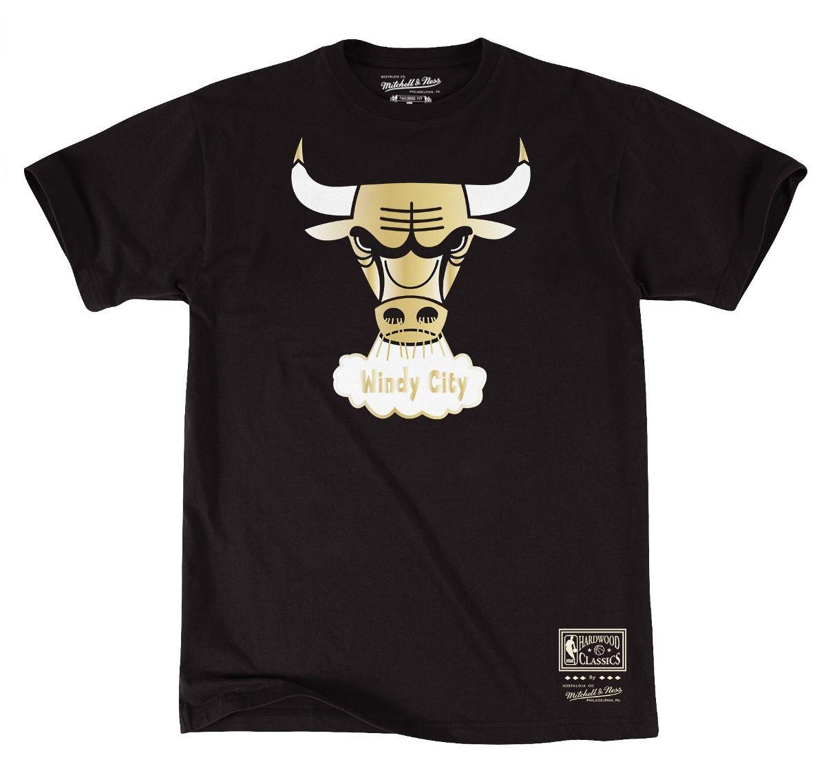 Black and Gold Bulls Logo - Chicago Bulls Mitchell & Ness Gold Standard Team Logo Premium T