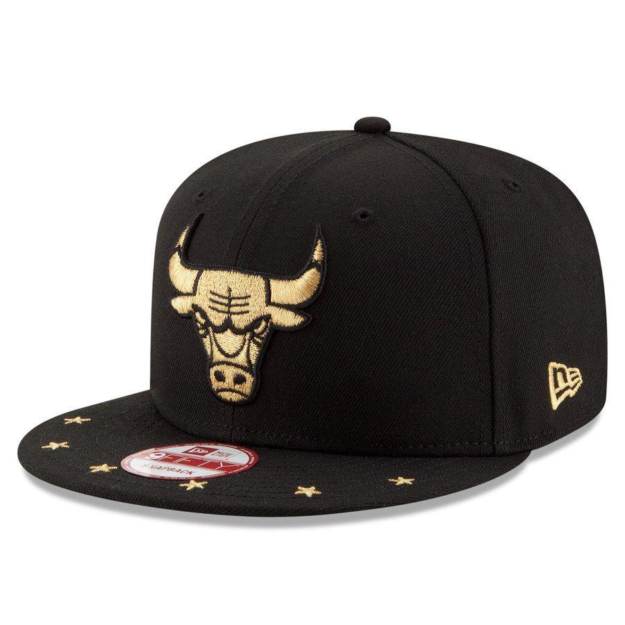 Black and Gold Bulls Logo - Men's Chicago Bulls New Era Black/Gold Current Logo Star Trim ...