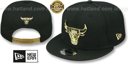 Black and Gold Bulls Logo - Bulls GOLD METAL-BADGE SNAPBACK Black Hat by New Era