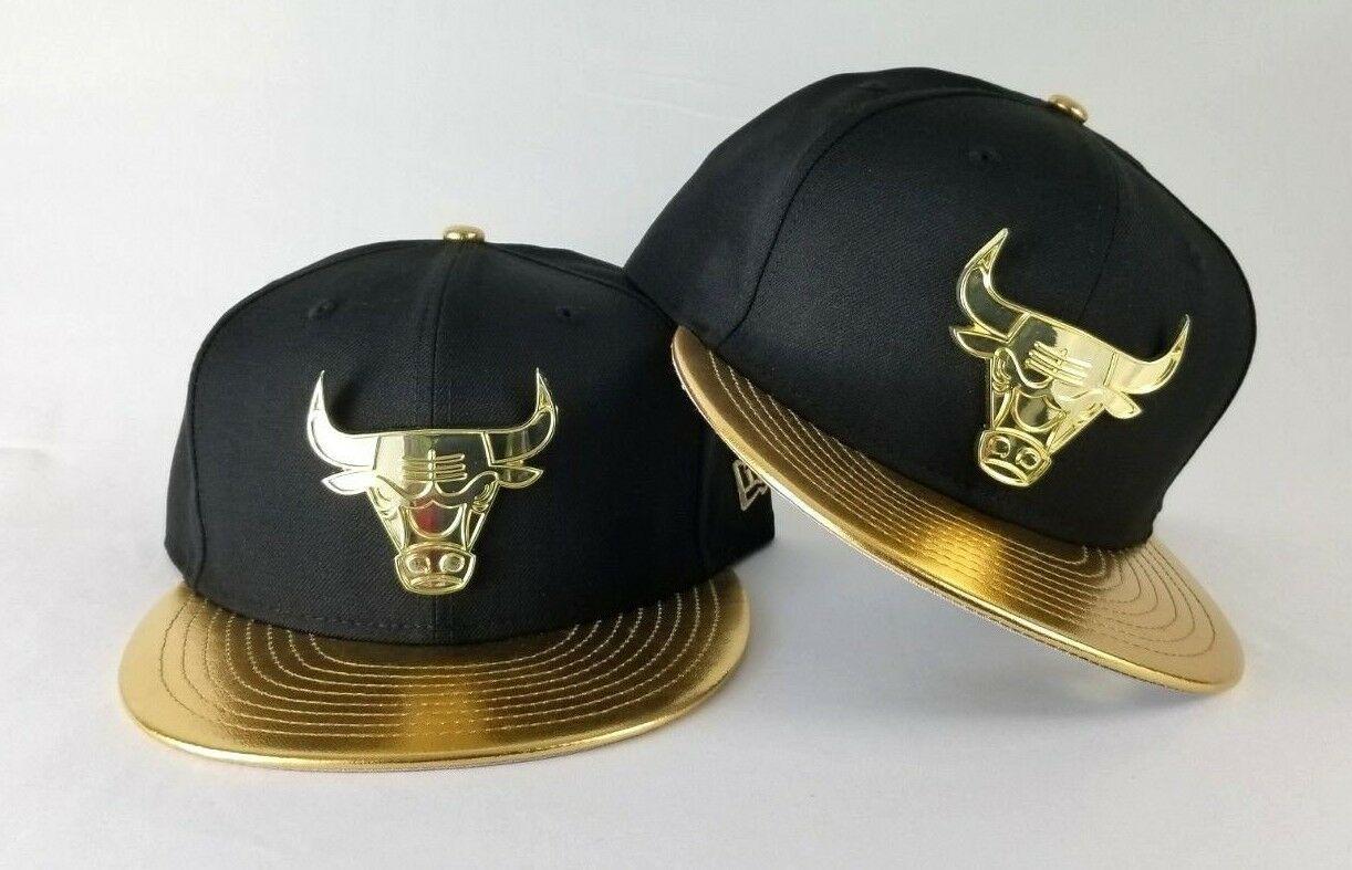Black and Gold Bulls Logo - New Era Chicago Bulls Gold Metal Logo Fitted Hat Jordan 14 DMP Black ...