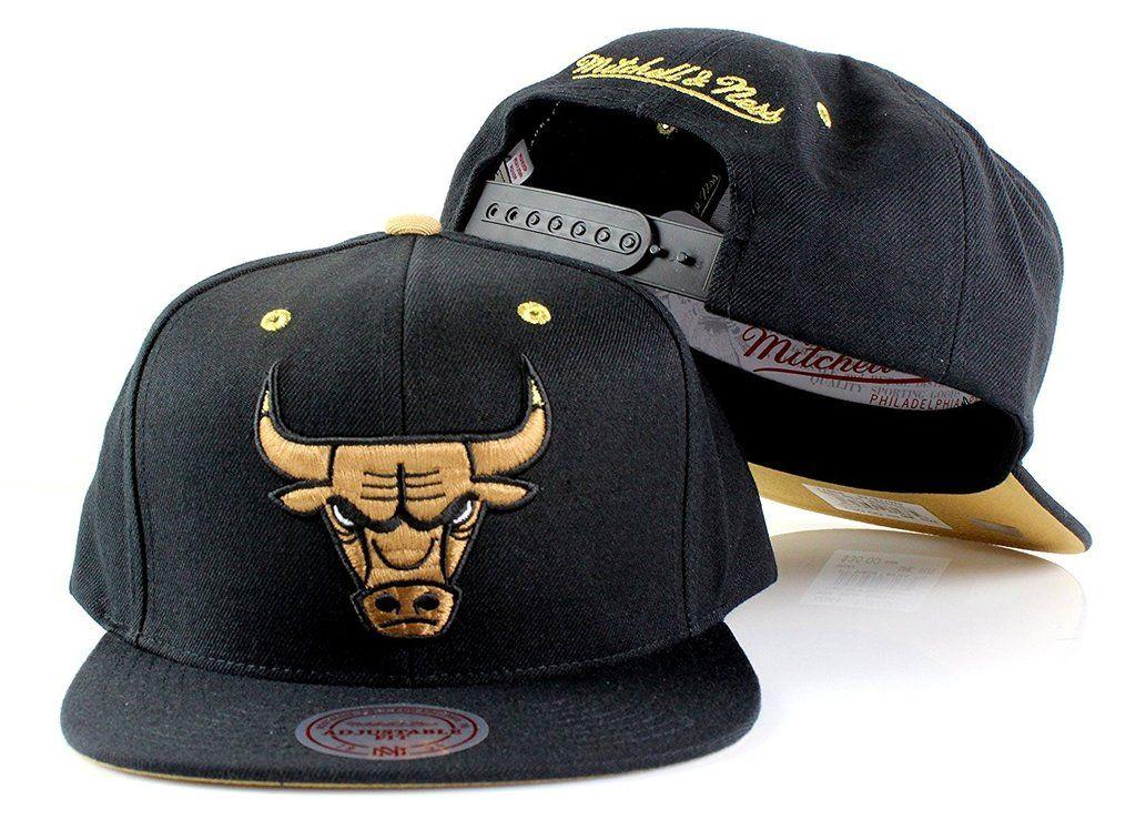 Black and Gold Bulls Logo - Chicago Bulls NBA Mitchell & Ness Solid Crown Team Logo Snapback Hat ...