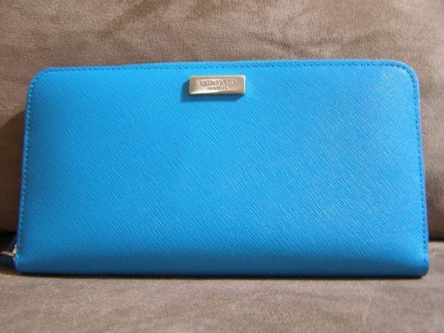 As Blue Spade Logo - Kate Spade Stacy Newbury Lane Neon Turquoise Leather Wallet Logo