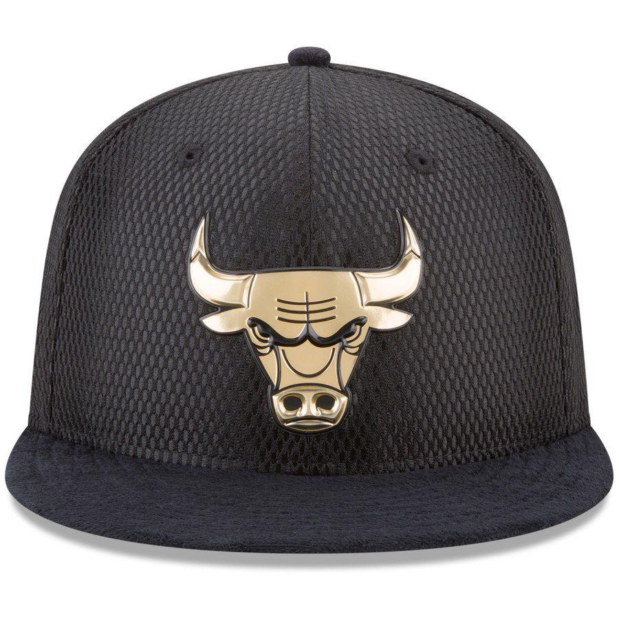 Black and Gold Bulls Logo - Men's Chicago Bulls New Era Black On-Court Gold Logo Original Fit ...