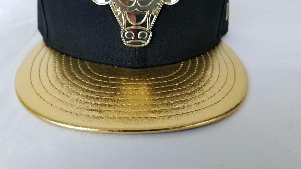 Black and Gold Bulls Logo - Matching New Era Chicago Bulls Metal Badge Logo Fitted Hat for ...