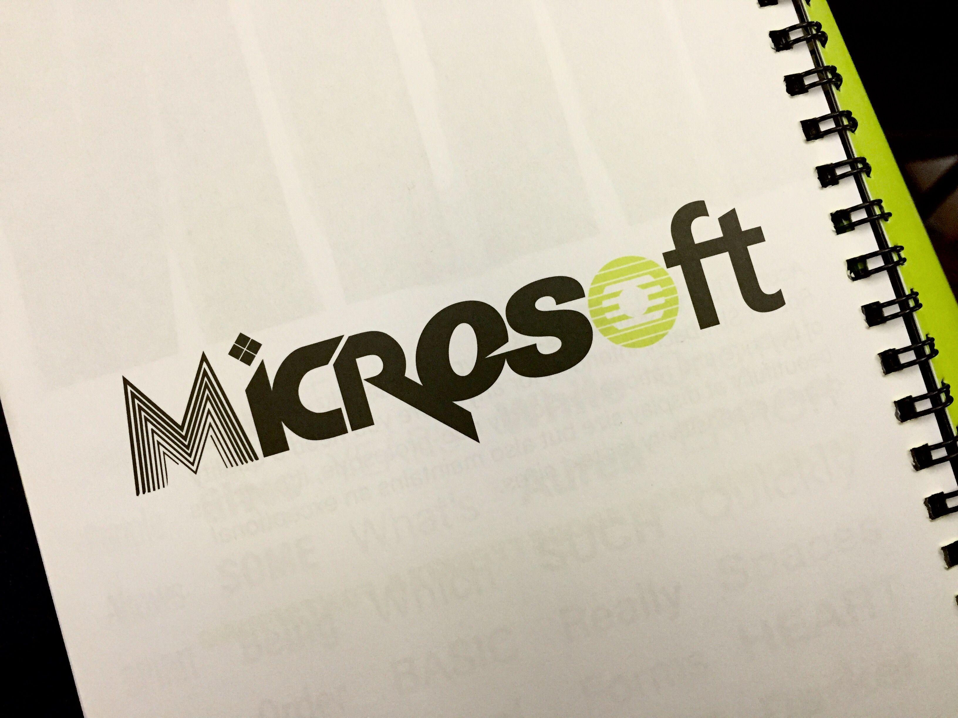 Microsoft 1980 Logo - Microsoft logo mashup (ad in ATypI 2015 program) - Fonts In Use