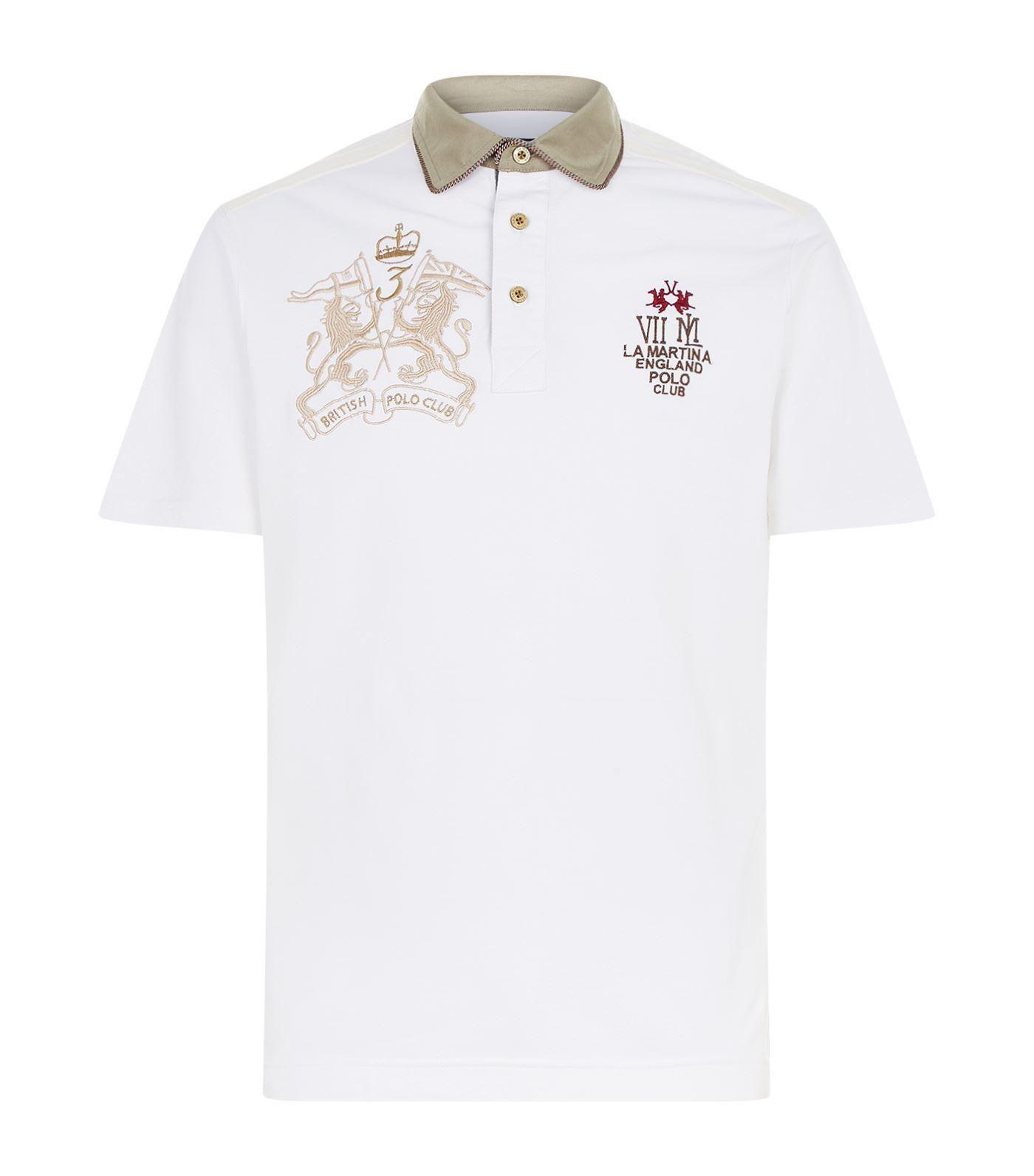 Gold Polo Logo - La Martina Gold Logo Polo Shirt in White for Men