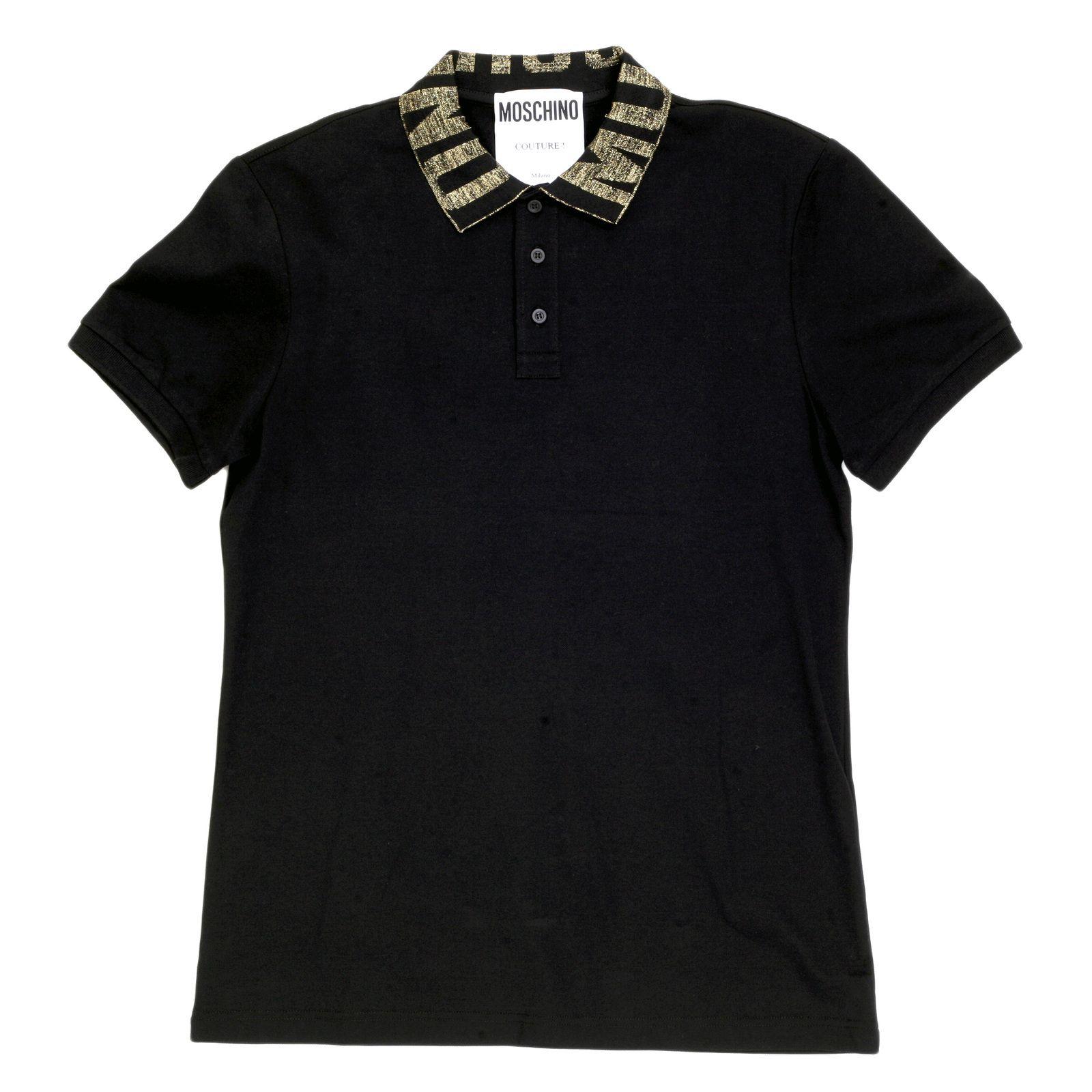 Gold Polo Logo - Quality Polo Shirts in Black by Moschino Menswear