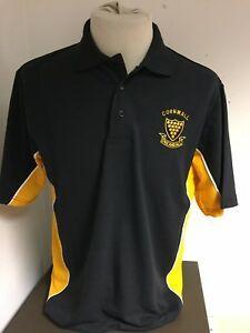 Gold Polo Logo - BRAND NEW Cornwall Black Gold K475 Polo Shirt With Cornish Logo