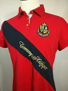 Gold Polo Logo - TOMMY HILFIGER Women's Embroidered Gold Logo & Crest POLO Shirt Size