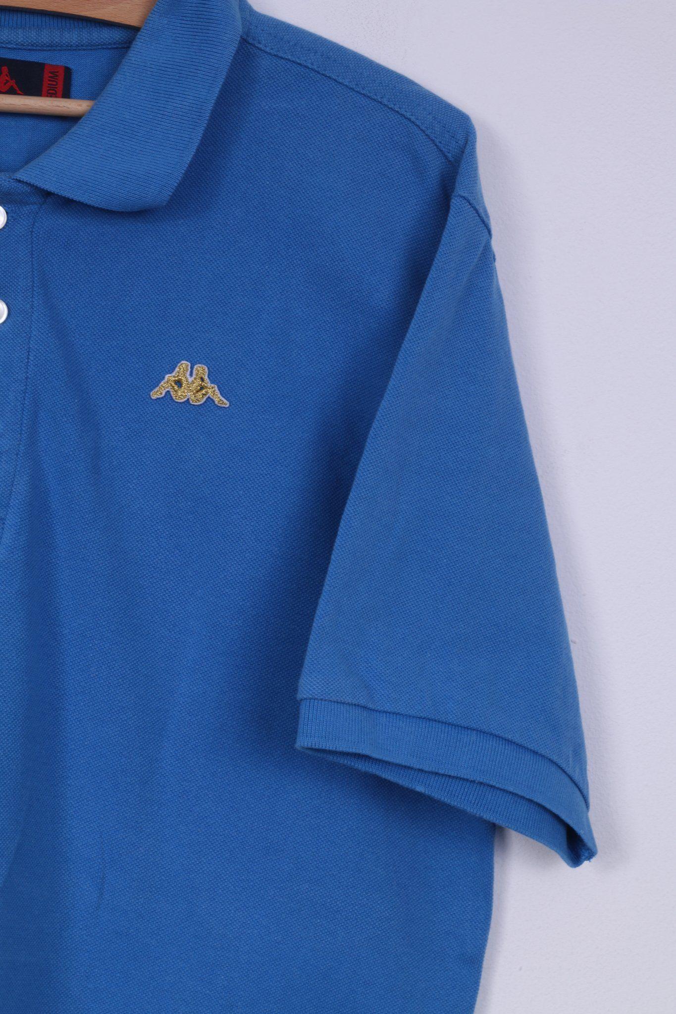 Gold Polo Logo - Robe Di Kappa Mens M Polo Shirt Cotton Blue Gold Logo
