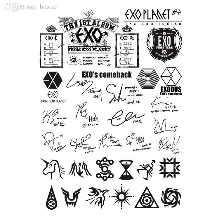 EXO Logo - Wholesale-EXO Logo Sign Temporary Tattoos EXO-M LU HAN KRIS CHAN ...