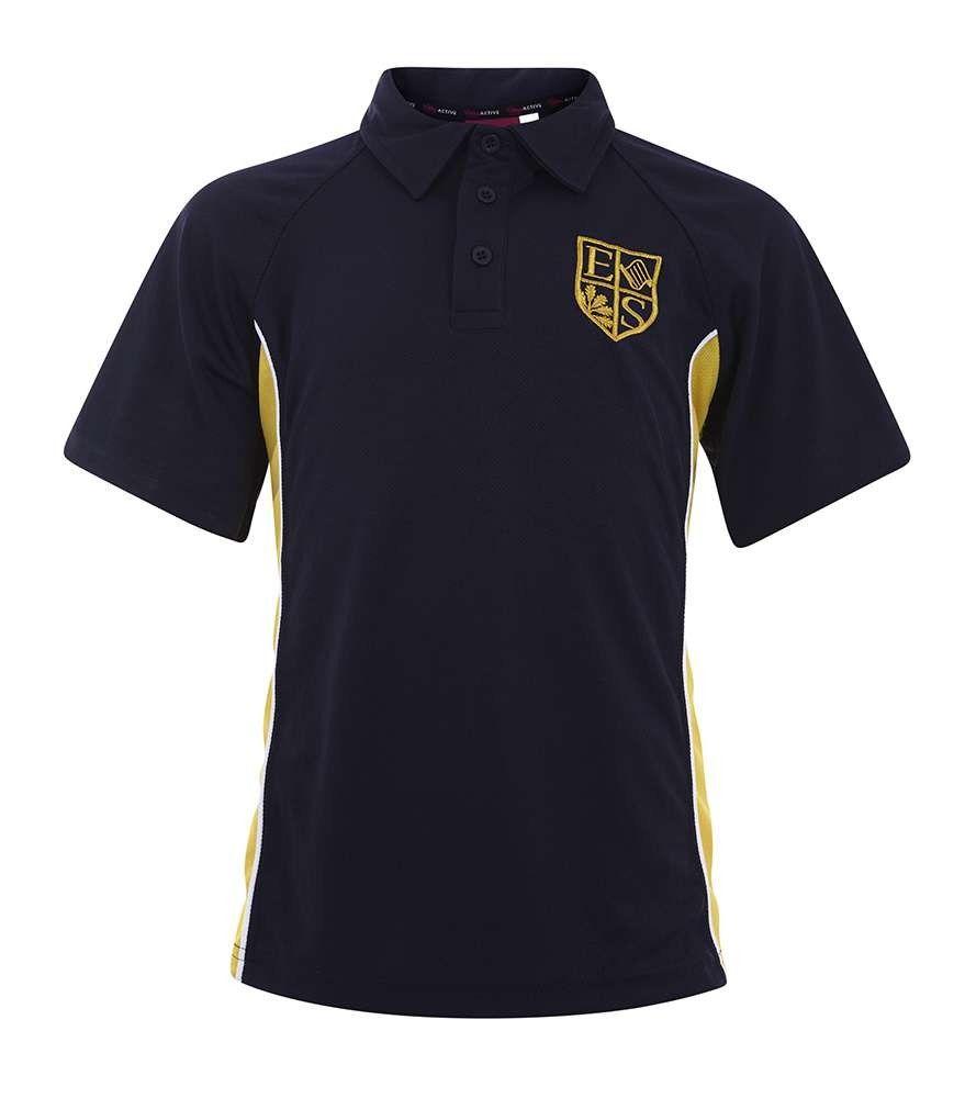 Gold Polo Logo - PLO-47-ESU - Sports polo shirt - Navy/gold/logo - Games Kit - Boys ...