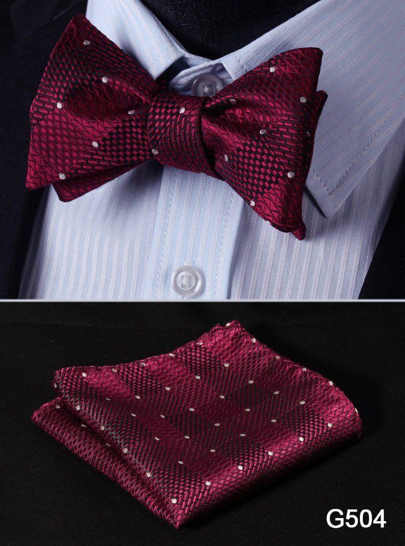 Red Bow Tie with White Triangles Logo - Red White Dot Self Tie Bow Tie And Hanky 2 Piece Set In 2018