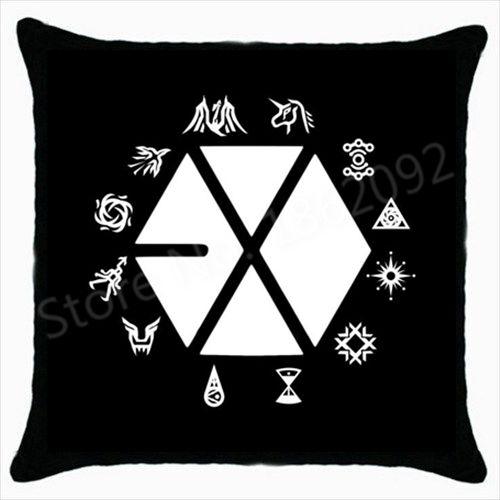 EXO Logo - Black Kpop EXO Cushion Cover EXO Logo Throw Pillows Cases Decorative ...