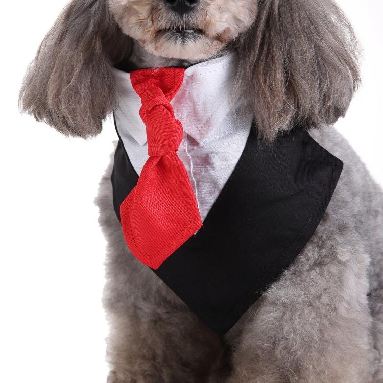 Red Bow Tie with White Triangles Logo - Dog Bandana With Bow Tie With Triangle Towel Set Black Suit Clothing ...