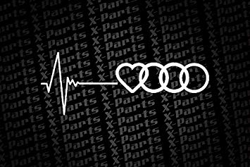 Black and White Automotive Logo - X-Parts Audi Car Sticker White with Heartbeat and Audi Symbol + ...