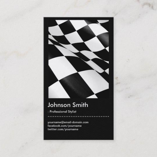 Black and White Automotive Logo - Automotive - Black White Plaid Chequered Flag Business Card | Zazzle ...