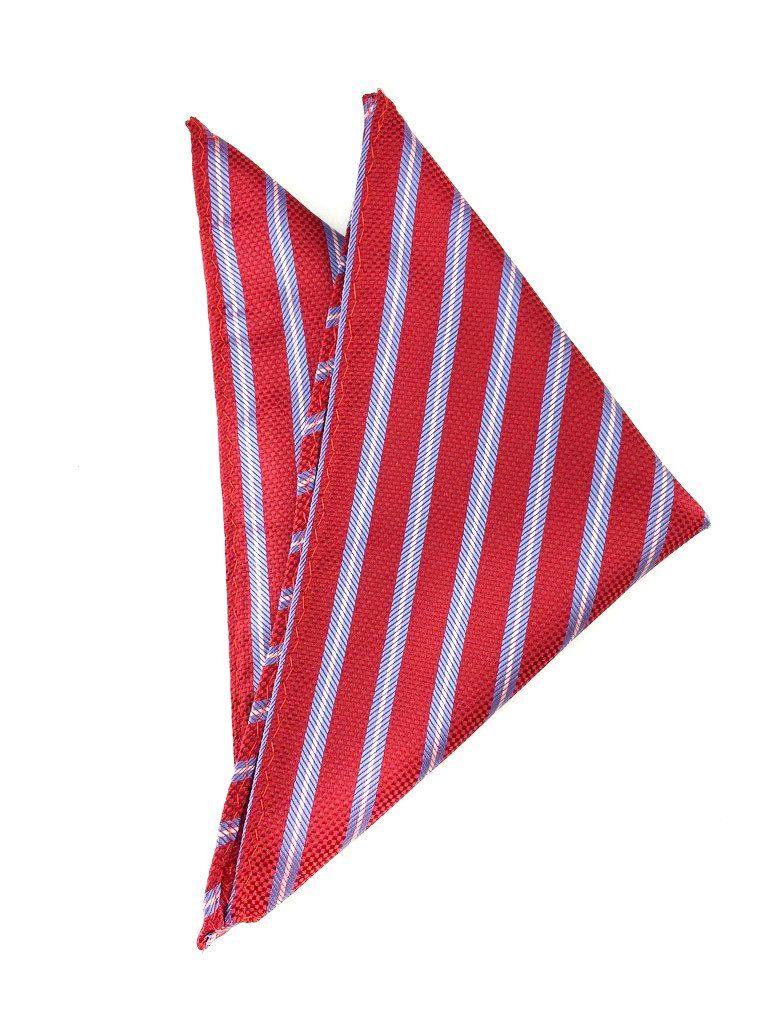 Red Bow Tie with White Triangles Logo - Maroon Blue White Cream Stripe Bow Tie & Pocket Square Combo